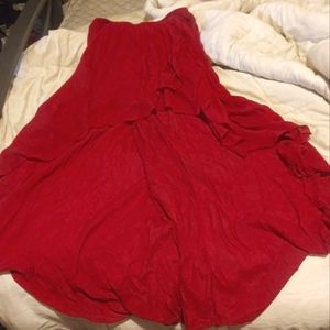 Long red skirt